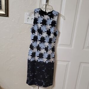 ANTONIO MELANI Black and Blue Floral Midi Dress